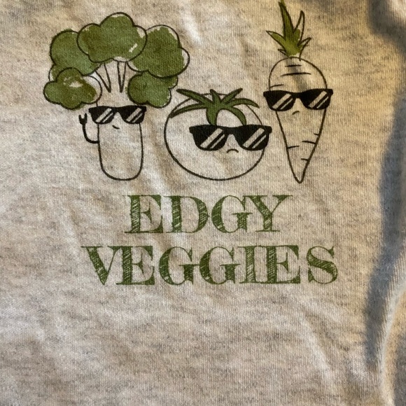 Gray Bodysuit with Veggie Design and Short Sleeves - Picture 2 of 6